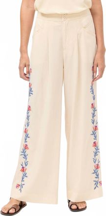 Johnny Was Elizabeth Wide Leg Pleat Pant In Ecru