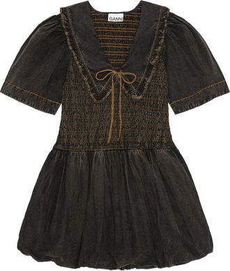 Ganni Abito con maniche a palloncino - Nero