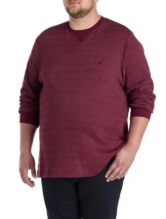 Nautica Big & Tall Waffle-Knit Crewneck Sweater in Zinfandel at Nordstrom, Size 2X Big