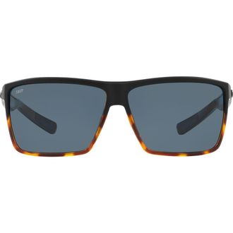 Costa 63mm Polarized Oversize Rectangular Sunglasses in Black at Nordstrom