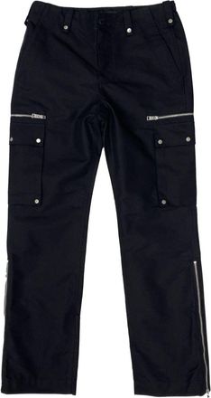 Purple straight-leg cargo jeans - men - pure cotton - 33 - Black