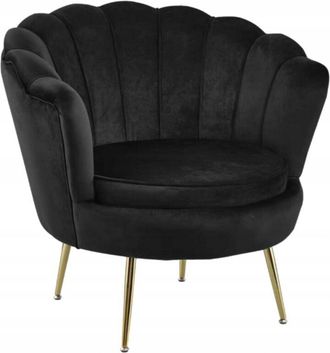 OEM Silla De Terciopelo Negro Con Patas Doradas Para Sal&oacute;n Furnitex