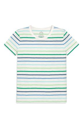 primary Womens Fit Multi Stripe Classic Tee in Cool Mist Stripe at Nordstrom, Size Medium