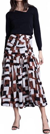 Karina Grimaldi Geo Print Maxi Skirt In Brown Multi