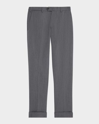 Emporio Armani Men & apos;s Wool Tonal Stripe Trousers