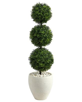 Nearly Natural 3.5Ft Boxwood Triple Ball Topiary Artificial Tree In Planter (Indoor/Outdoor)