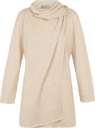 Cortana Botanica- top omhullend in ruwe linnensteek - Dames - Coltruien - Beige - M - Linnen - Truien & Vesten