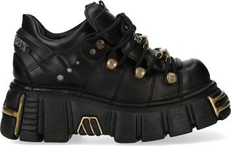 New Rock Black Leather Gothic Platform Ankle Boots - M-120N-C116