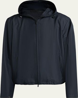 Giorgio Armani Mens Silk and Nylon Full-Zip Hoodie