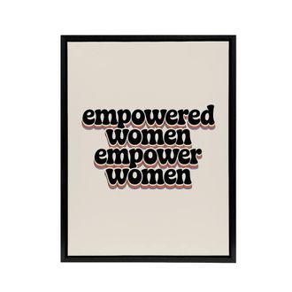 Artery8 Empowered Women Empower Bold Retro Typography Framed Canvas Art Print in Beige | Size: W24 x H32