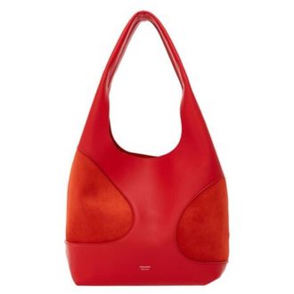 Ferragamo Cut-Out Detailing Hobo Bag in Flame Red