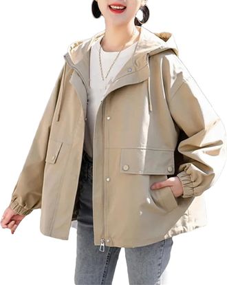 Generic Women Korean Windbreaker Jacket Spring Fashion Short Trench Loose Ladies Casual Outerwear Tops