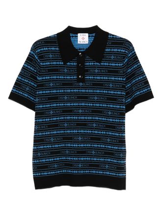 Casablanca branded striped polo shirt - Black