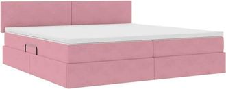 vidaXL Bed with LED Strip Lights with Storage Pink 200 x 200 cm Velvet vidaXL