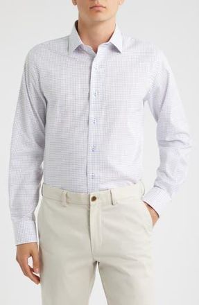 Lorenzo Uomo Trim Fit Tattersall Check Cotton Twill Dress Shirt in White at Nordstrom Rack, Size 14.5 - 32/33