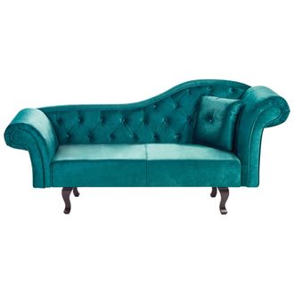 Beliani Beliani - Chaise Longue Retro Tapizado En Terciopelo Verde Esmeralda Acolchado Versi&oacute;n Derecha Con Coj&iacute;n Lattes Ii