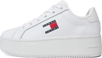 Tommy Jeans Witte Leren Sneakers voor Vrouwen - Dames - Sneakers - Wit - 40 EU - Leer - Schoenen