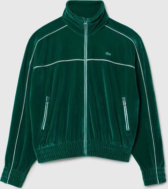 Lacoste Womens Oversized Zipped Velour Sweatshirt in Multi colour - Multicolour - Size 4 UK