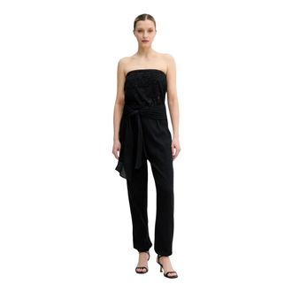 Lola Casademunt Jumpsuits & Playsuits, Dames, Zwart, XS, Katoen, Strapless Jumpsuit met Kralen
