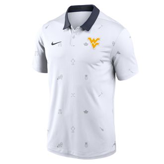 Nike West Virginia Vapor Pattern Nike Mens Dri-FIT College Polo in White | 00HT081KWVN-RNS
