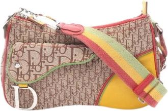 Dior Pre-owned Rasta Trotter Saddle Pocket Canvas Leather Schoudertas - Dames - Vintage Schoudertas - Beige - ONE Size - Leer - Vintage