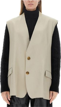 Maison Margiela Enkelrijige Vest - Dames - Gillet - Beige - M - Wol - Kostuums