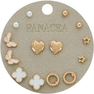 Panacea Set of 7 Assorted Stud Earrings in White at Nordstrom Rack