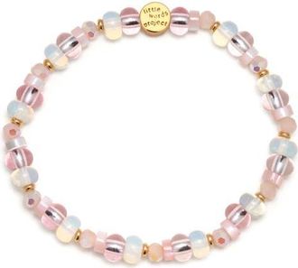 Little Words Project Cherub Valentine Beaded Stretch Bracelet in White at Nordstrom, Size Small
