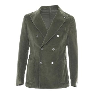 Lubiam Blazers, male, Green, Size: M Wool Silk Linen Jacket