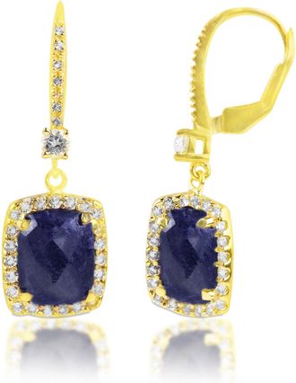 MAX + STONE 18k Gold Over Sterling Silver 6.2 Ct. Cushion Cut Gemstone Dangle Earrings