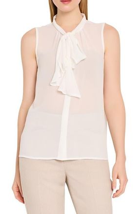 Tahari by ASL Ruffle Tie Sleeveless Top in Ivory at Nordstrom, Size X-Small P