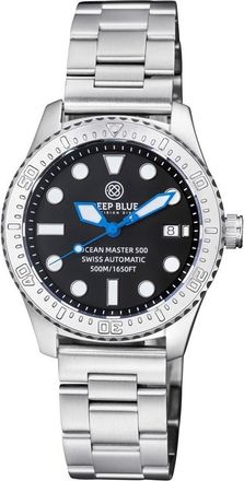 Deep Blue Ocean Master 500 Automatic Black Dial Mens 40 mm Watch OM500BLKBLURNDHRBRCLTOYS