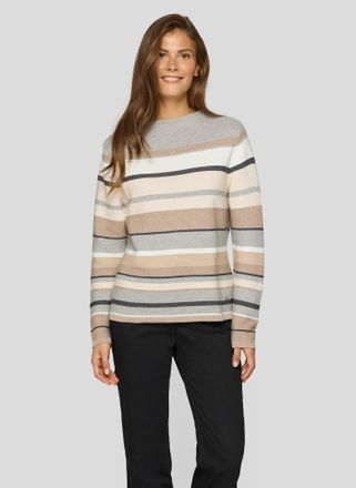 Rabe Streifenpullover RABE, Damen, Gr. 40, braun (macchiato), Strick, Obermaterial: 50% Baumwolle, 50% Polyacryl, Intarsienmuster, gestreift, regular fit t