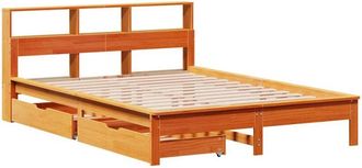 vidaXL Bookcase Bed without Mattress Wax Brown 140x190 cm Solid Wood Pine vidaXL