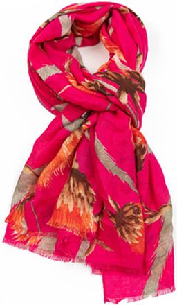 GlamLondon Thistle Print Scarf Womens Flower Fashion Floral Shawl Wrap (Hot Pink)