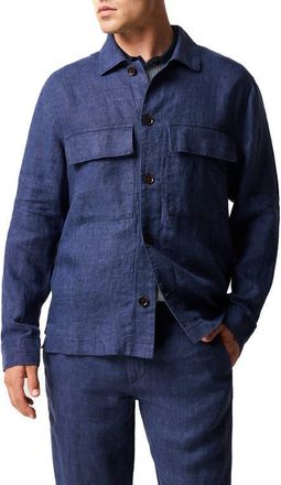 Rodd & Gunn Resort Linen Overshirt in Marine at Nordstrom, Size Xxx-Large