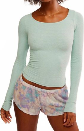 Free People Love Letter Long Sleeve Top In Harbor Grey
