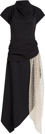 Staud Effie Asymmetric Crepe Dress - Black - 10 (UK14 / L)