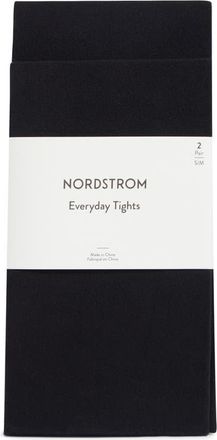 Nordstrom 2-Pack Everyday Control Top Opaque Tights in Black at Nordstrom, Size Large/x-Large