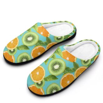 Generic Citrus And Kiwi Fashion Cotton Slippers for Women Memory Foam House Slippers Non-Slip House Bedroom Shoes