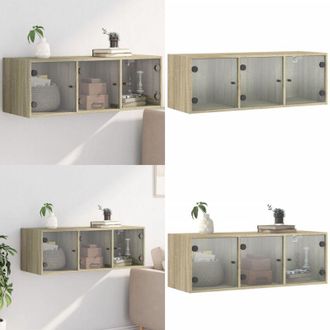 vidaXL Mobile a Muro con Ante in Vetro Rovere Sonoma 102x37x35 cm - Mobile da parete - Ante in vetro