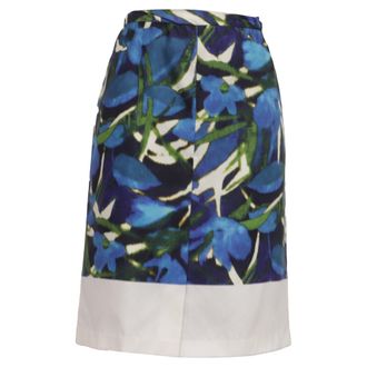 Dries Van Noten Printed Knee Length Skirt in Multicolor Silk