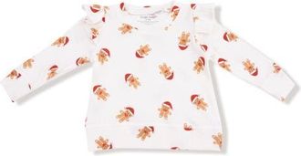 Angel Dear Kids Gingerbread Waffle Knit T-Shirt in White/red at Nordstrom, Size 18-24M