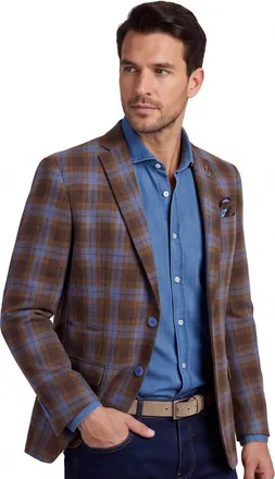 A Fish Named Fred wollen A Fish Named Fred colbert bruin geruit slim fit