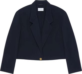 Givenchy Cropped Jas in Dubbelzijdig Wol en Kasjmier - Dames - Blazers - Blauw - S - Wol - Jassen