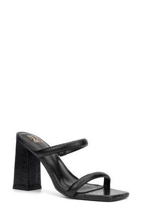 New York & Company Galina Faux Leather Block Heel Sandal in Black at Nordstrom Rack, Size 6.5