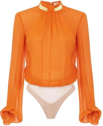 Elisabetta Franchi Georgette Body - Dames - Bodies - Oranje - L - Tops