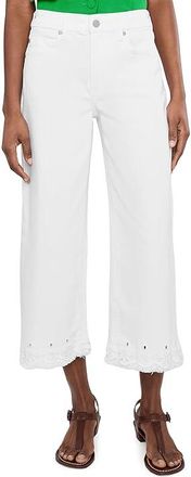 Liverpool L.A. Petite Mid-rise Stride Crop Wide Leg Jean With Embroidered Hem 24 Inseam Womens Jeans Bright White : 14P 24, Denim
