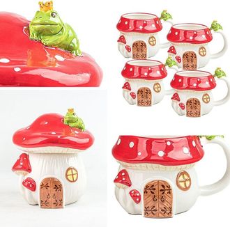 10 Strawberry Street Toadstool Cottage Collection Canister & Mugs Set