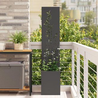 vidaXL Macetero De Jard&iacute;n Con Panel Decorativo Negro 32 X 140 Cm Vidaxl